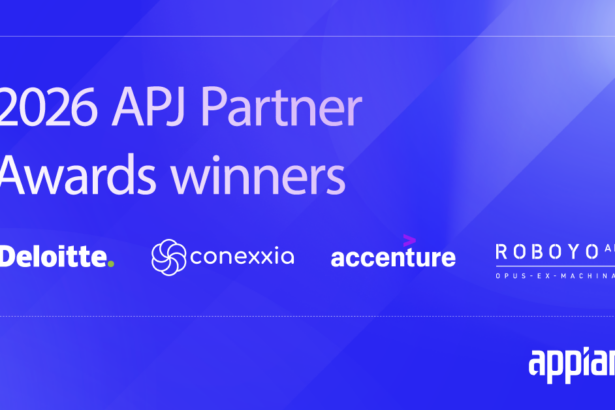 Appian’s 2026 APJ Partner Awards winners, featuring Deloitte, Conexxia, Accenture and Roboyo.